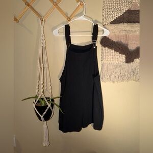 Black cotton short overalls